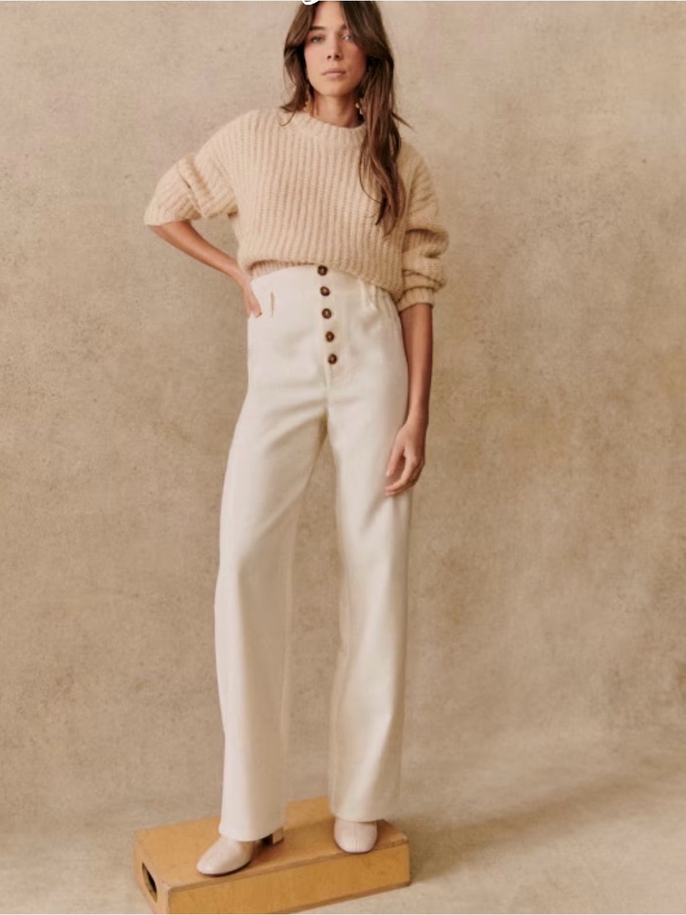 Sezane Jones Trousers Ecru - Size 6